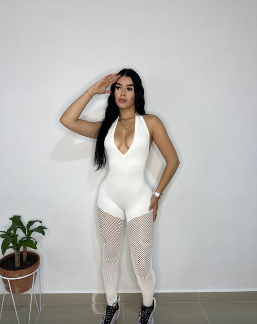 Enterizo halter con malla